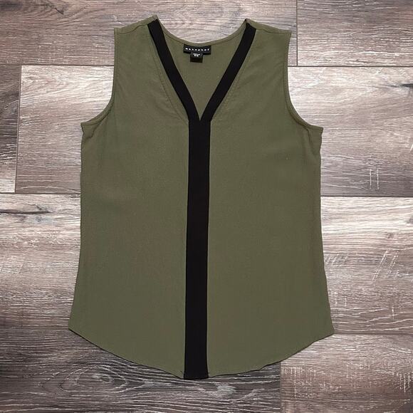 Metaphor Tops - Metaphor - Sleeveless Olive Blouse by Metaphor, Size Small